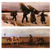 Ramasseuses de bois dans la neige plantation de pommes de terre 1884